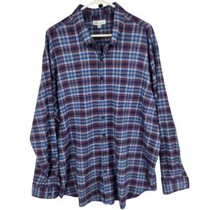 Peter Millar Shirt Mens 2XL Blue Red Plaid Performance Button Down Long Sleeve